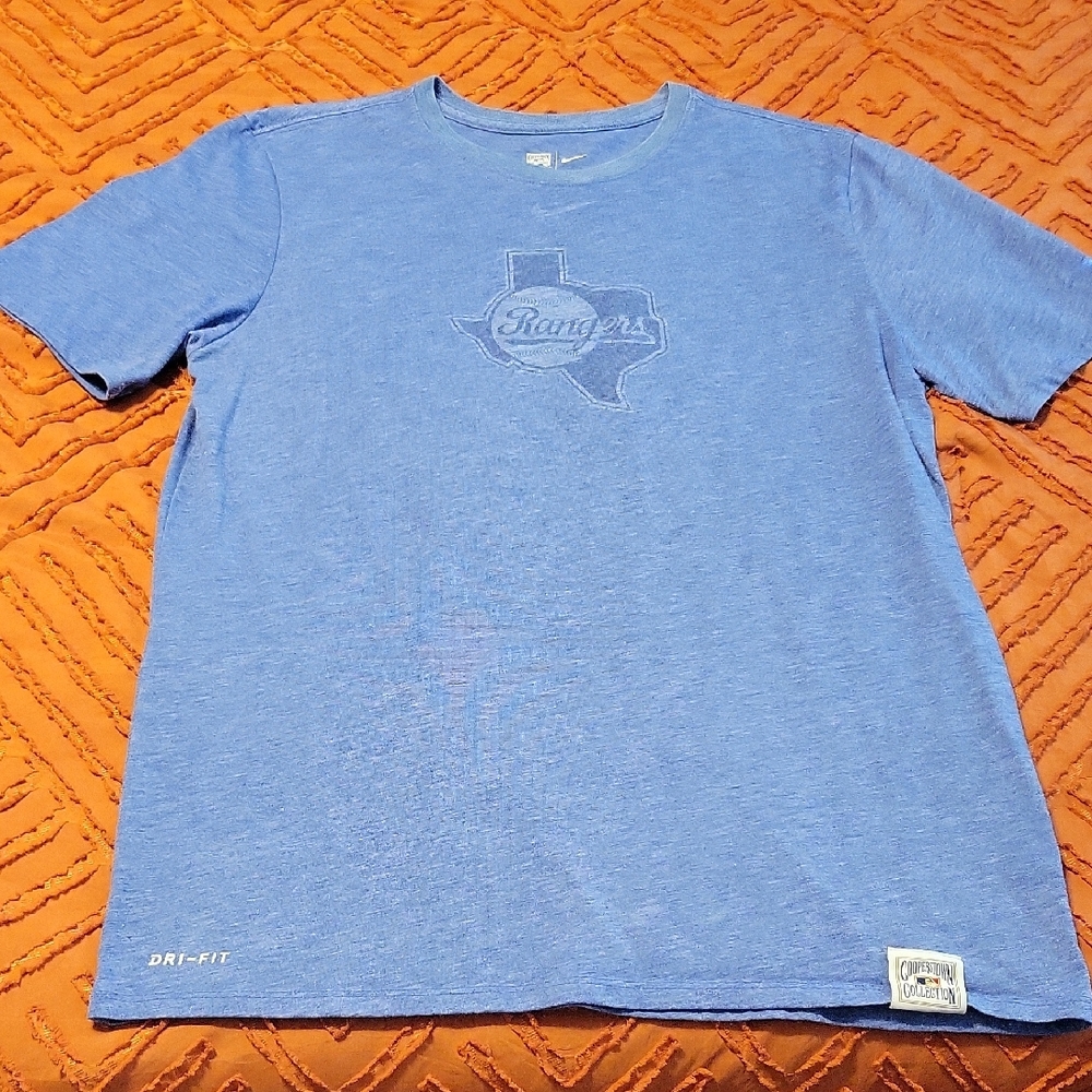 Nike Rangers Blue Short Sleeve Tee - Cooperstown Collection